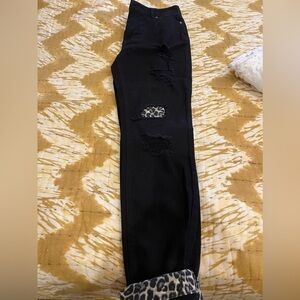 Cute jeans- black with leopard